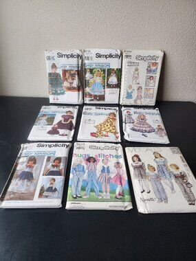 Simplicity Daisy Kingdom Lot 9 Sewing Patterns Uncut Bonus Doll Vint 1980s 1990s